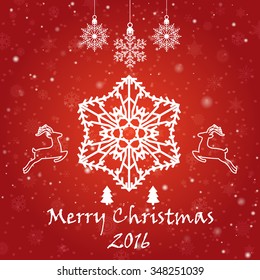 Vintage Christmas card with deers and snowflakes / Christmas background with deers and snowflakes / Christmas greeting card Celebration background with deers and snowflakes