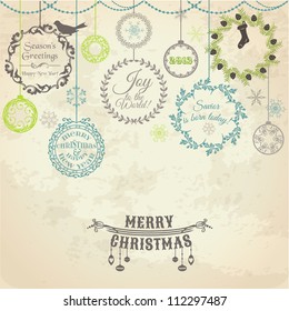 Vintage Christmas Card - for design and scrapbook - in vector