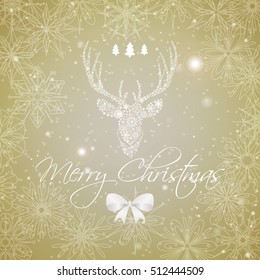 Vintage Christmas card with fancy Deer

