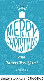 Vintage christmas card. Flat design. Vector illustration