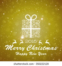 Vintage Christmas card with Christmas Gift Box / Christmas greeting card Celebration background with Gift Box

