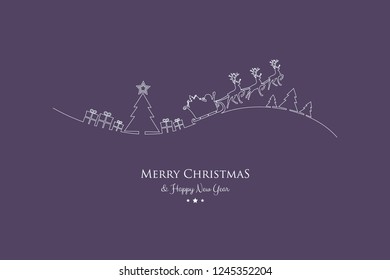 Vintage Christmas card with hand drawn Santa Claus. Vector.