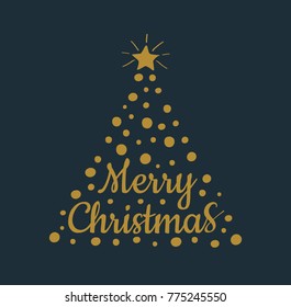 Vintage Christmas card - holiday icons with greetings. Vector.