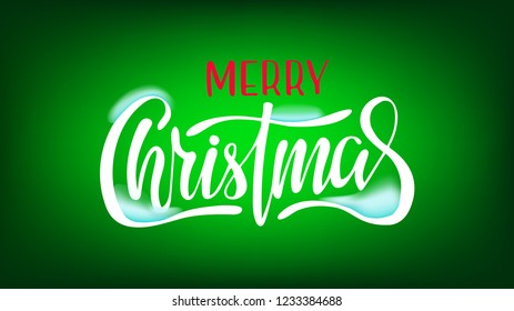 Vintage christmas card, Merry christmas lettering