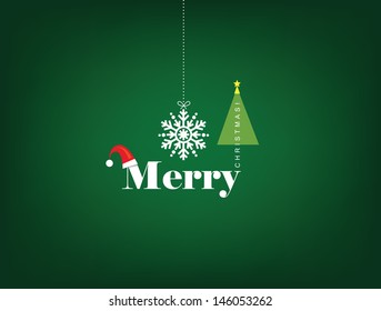 Vintage christmas card, Merry christmas lettering
