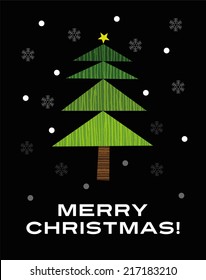 Vintage christmas card, Merry Christmas lettering