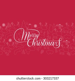 Vintage Christmas Card. Merry Christmas lettering