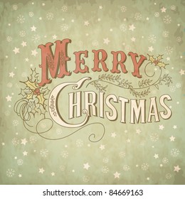 Vintage Christmas Card Merry Christmas Lettering Stock Vector (Royalty ...