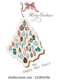 Vintage Christmas card pastel colors. Vector illustration EPS10