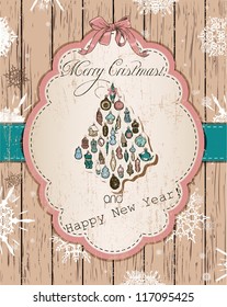Vintage Christmas card pastel colors.Vector illustration EPS10