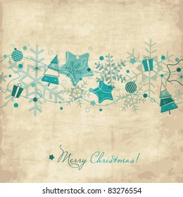 Vintage Christmas Card With Snowflakes
