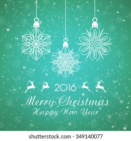 Vintage Christmas card with snowflakes / Christmas background with snowflakes / Christmas greeting card Celebration background with snowflakes