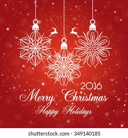 Vintage Christmas card with snowflakes / Christmas background with snowflakes / Christmas greeting card Celebration background with snowflakes