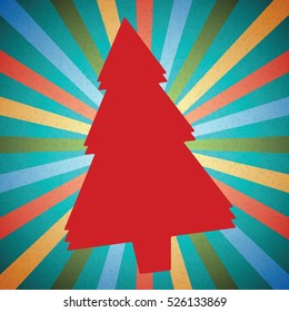 Vintage Christmas card with tree