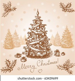 Vintage christmas card. Vector