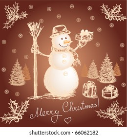 Vintage christmas card. Vector