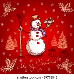 Vintage christmas card. Vector
