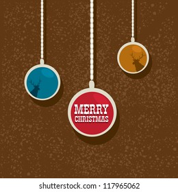 Vintage Christmas card. vector christmas background with deer head and ball