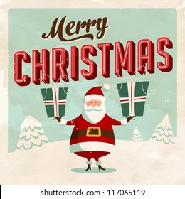 Vintage Christmas Card - Vector EPS10. Grunge effects can be easily removed for a brand new, clean sign