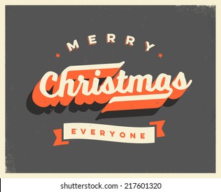 Tarjeta Vintage de Navidad - Vector EPS10. Se pueden eliminar fácilmente los efectos de ondulación para un signo nuevo y limpio.