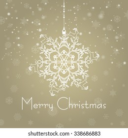 Vintage Christmas card with Christmas Wreath / Christmas Wreath made of snowflakes isolated
