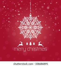 Vintage Christmas card with Christmas Wreath / Christmas Wreath made of snowflakes isolated
