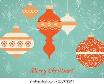 Vintage Christmas card with xmas balls.