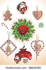 Vintage Christmas collection. Vector Illustration.