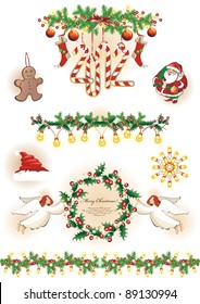 Vintage Christmas collection. Vector Illustration.