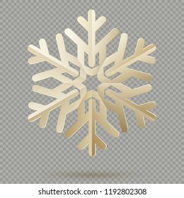Vintage Christmas decoration paper snowflakes with shadow isolated on transparent background. EPS 10
