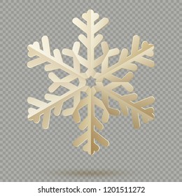 Vintage Christmas decoration paper snowflakes with shadow isolated on transparent background. EPS 10