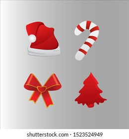 Vintage Christmas elements icon red 