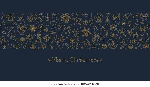 Vintage Christmas elements, reindeer with text seamless pattern background. EPS10 vector