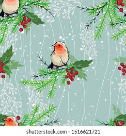 Vintage Christmas elements seamless pattern background