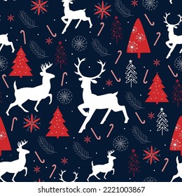 Vintage christmas elements seamless pattern wrapping background