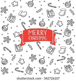 Vintage Christmas elements, seamless pattern background.  vector file 