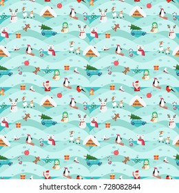 Vintage Christmas elements seamless pattern background  Suitable for textile, gift cards and gift wrapping paper.