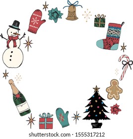 Vintage Christmas ,elements,vector,pencil drawing,Illustration for greeting card