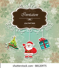 Vintage christmas frame with ornaments