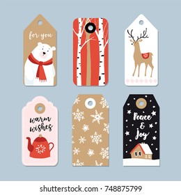 Vintage Christmas Gift Tags Set Hand Stock Vector (Royalty Free ...