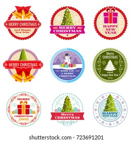 Vintage christmas gift vector labels, banners and tags with typographic elements. Xmas label, and new year holiday sticker illustration