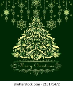 Vintage christmas green greeting