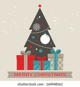 Vintage Christmas greeting card design. Vector illustration