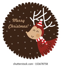 Vintage Christmas greeting card, Merry Christmas lettering, Vector illustration
