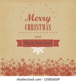 Vintage Christmas and Happy New Year card. Vector illustration