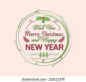 vintage Christmas and happy new year card