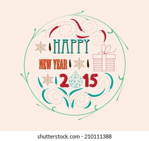 vintage Christmas and happy new year card