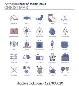Vintage Christmas Icon set - 25 Flat Line icon set