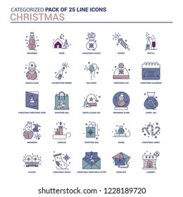 Vintage Christmas Icon set - 25 Flat Line icon set