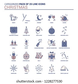 Vintage Christmas Icon set - 25 Flat Line icon set